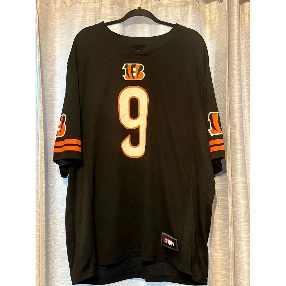 NFL Team Apparel Cincinnati Bengals #9 Joe Burrow Black Football Jersey Sz 2XL